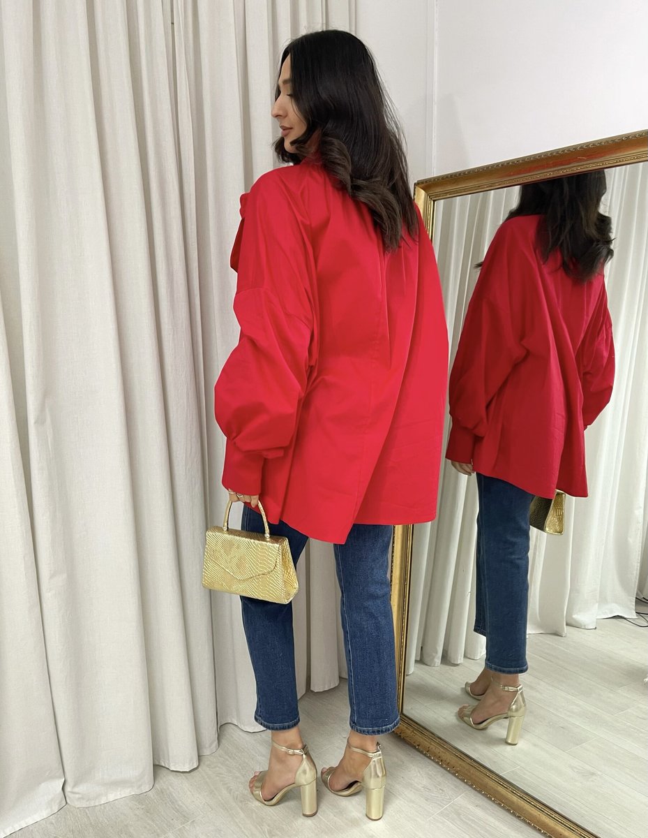 Oversized Tie-Neck Top