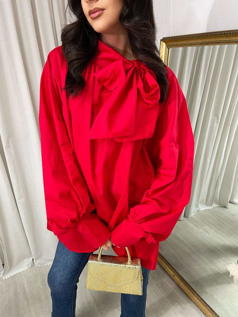 Oversized Tie-Neck Top