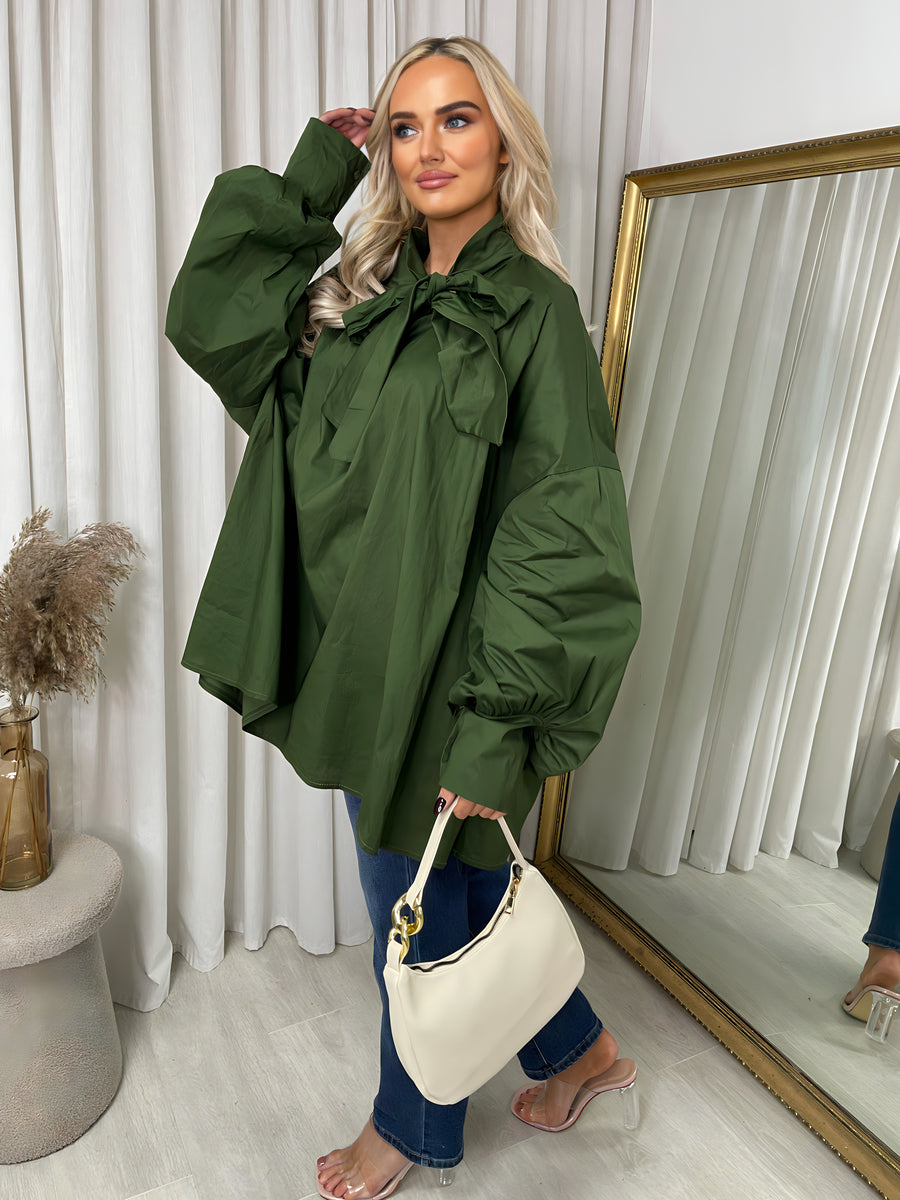 Oversized Tie-Neck Top