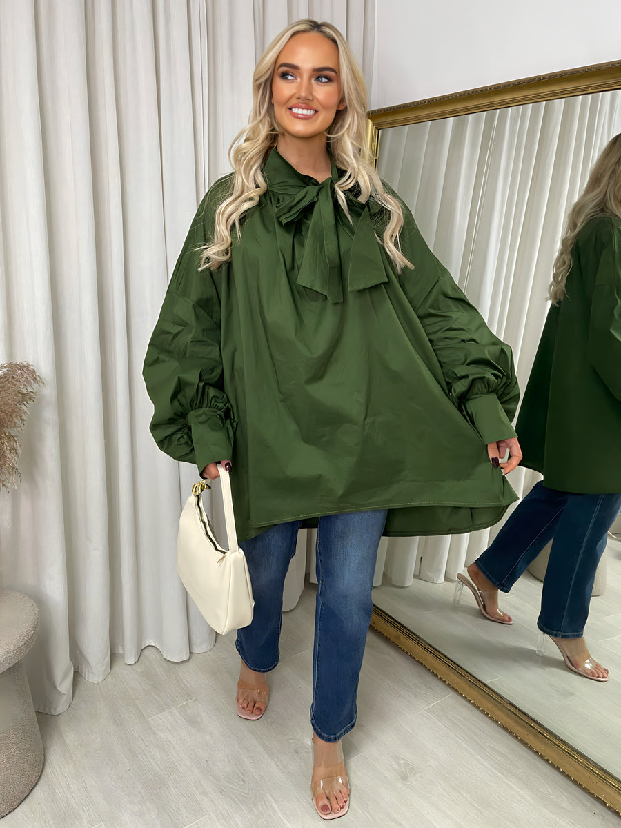 Oversized Tie-Neck Top