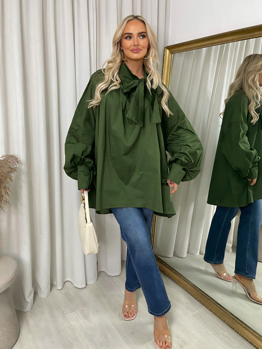 Oversized Tie-Neck Top