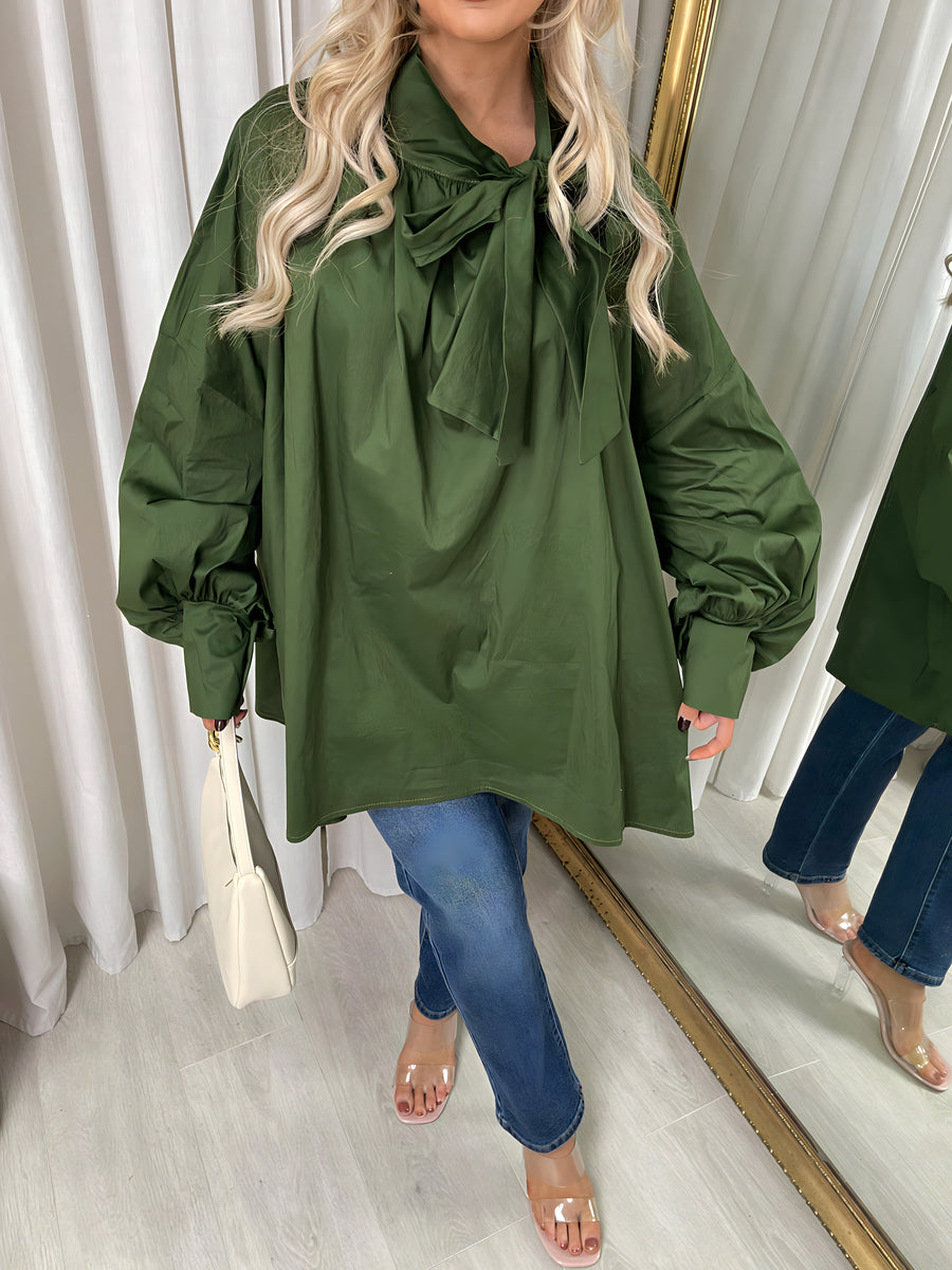 Oversized Tie-Neck Top