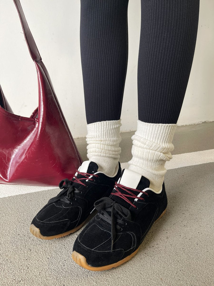 Double Contrast Lace Up Flat Trainers
