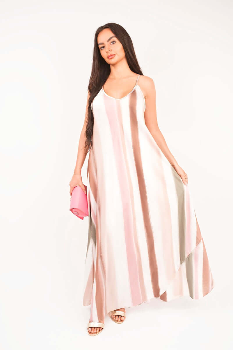 Strappy Printed Maxi Dress by Moda