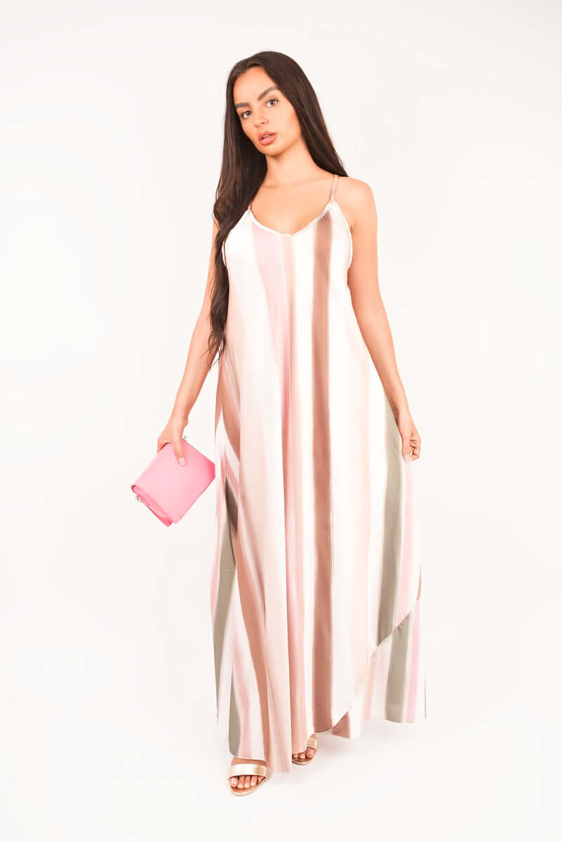 Strappy Printed Maxi Dress by Moda