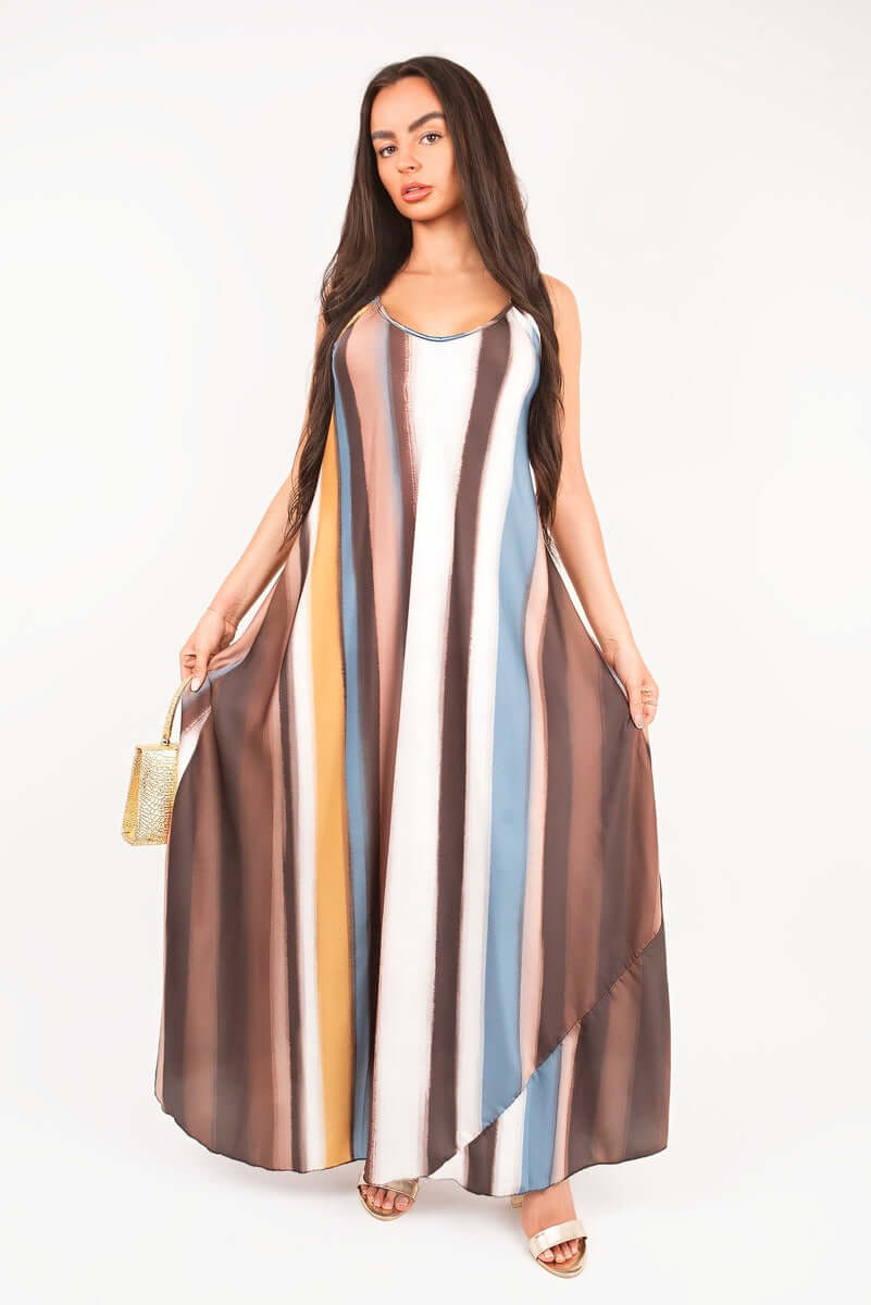 Strappy Printed Maxi Dress by Moda