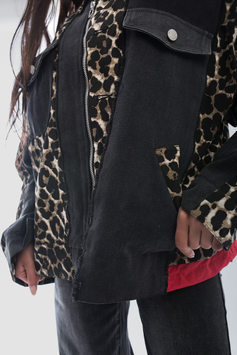 Zip Up Leopard Print Jacket