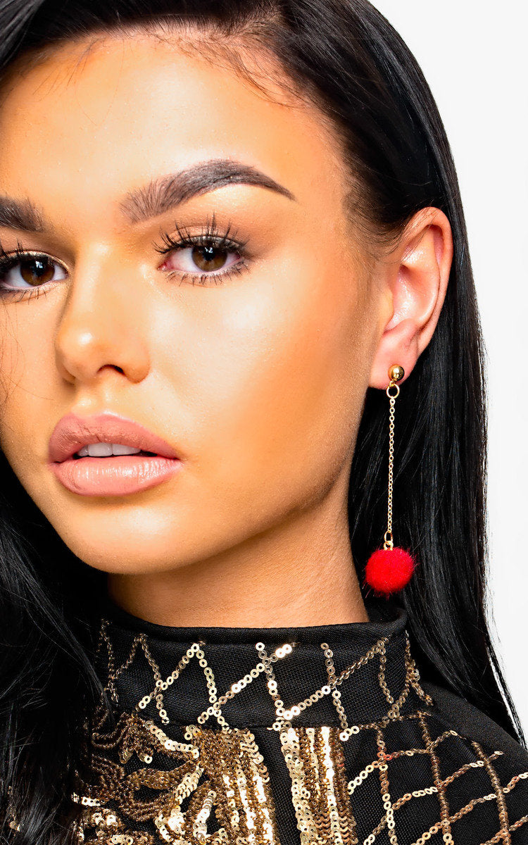 Pom Pom Feather Earrings