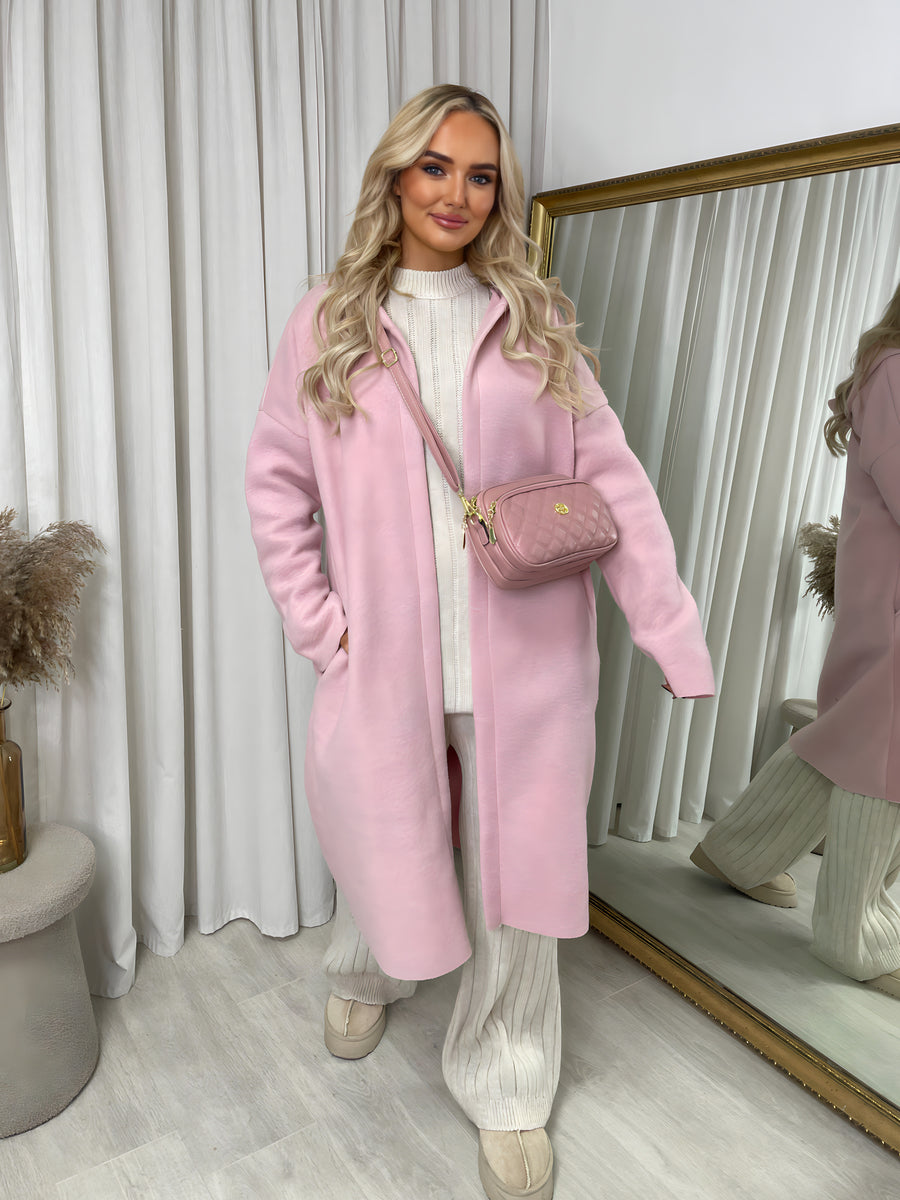 Open Front Pocket Long Loose Hooded Coat