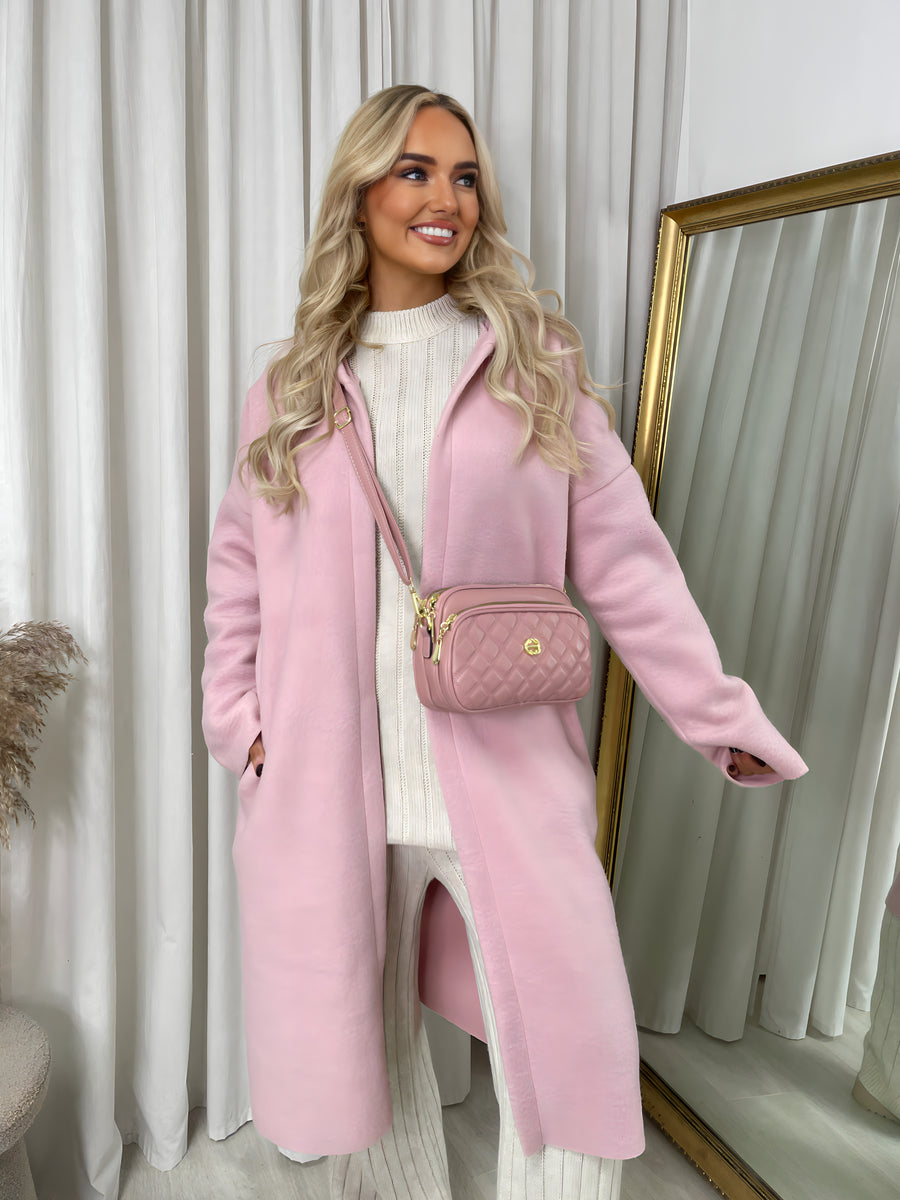 Open Front Pocket Long Loose Hooded Coat