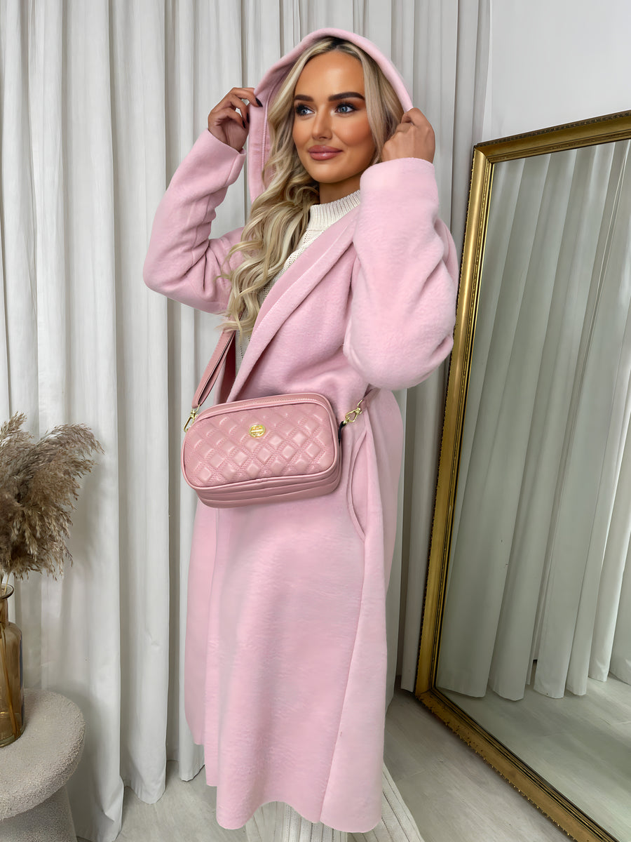 Open Front Pocket Long Loose Hooded Coat