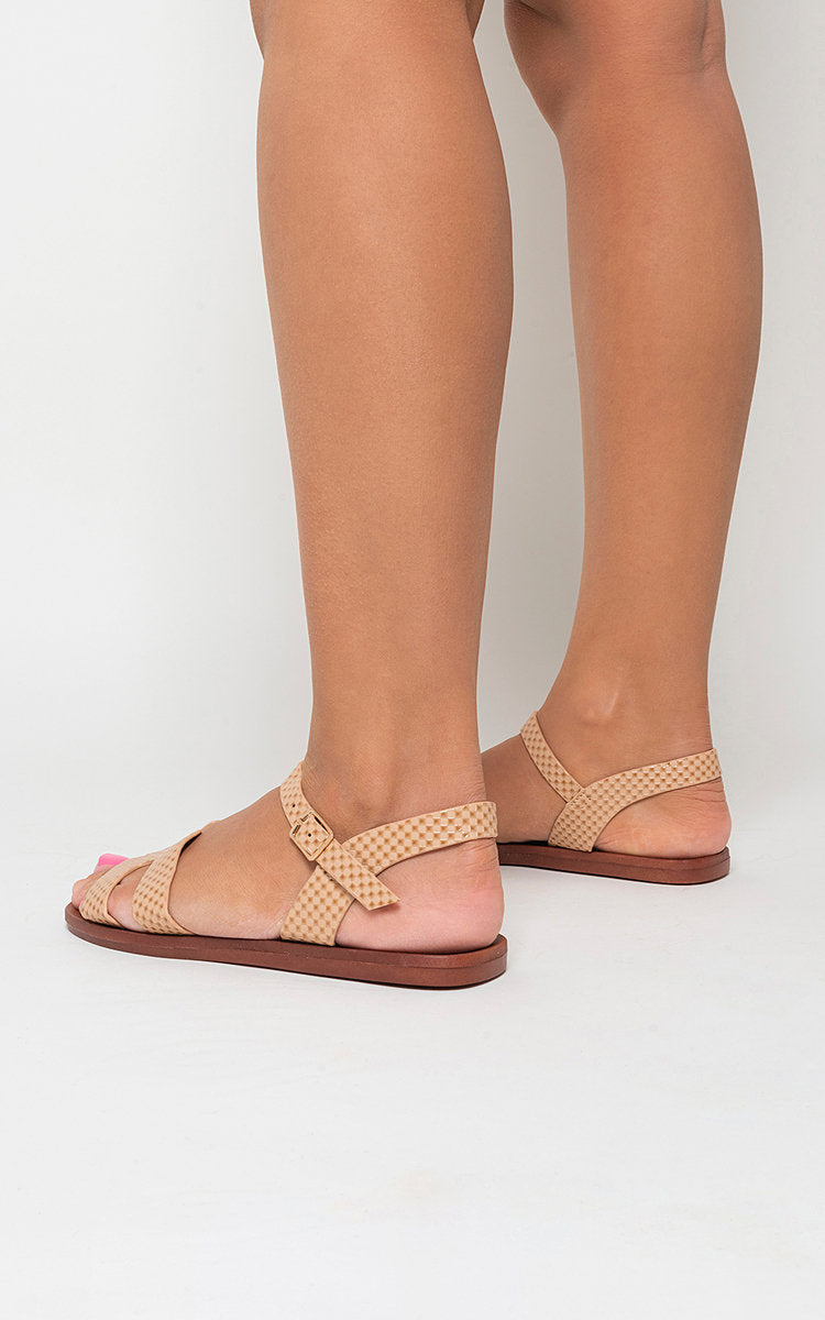 Faux Leather Santorini Strappy Flat Sandals