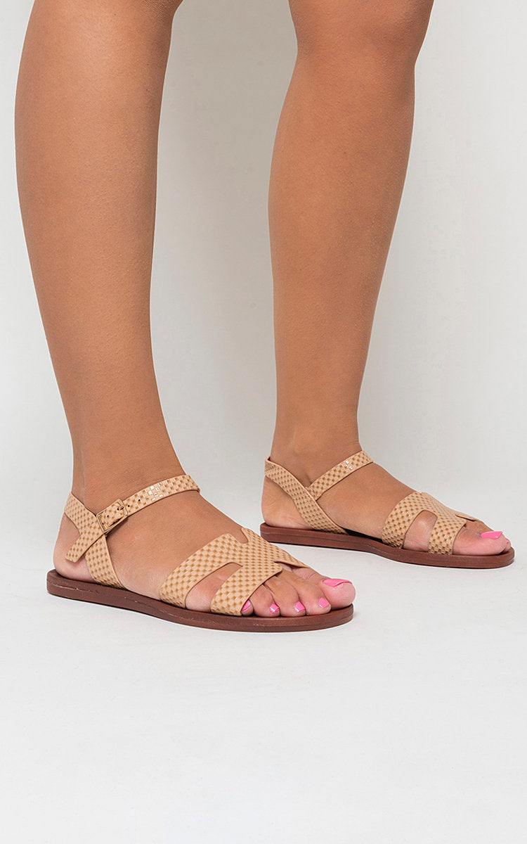 Faux Leather Santorini Strappy Flat Sandals