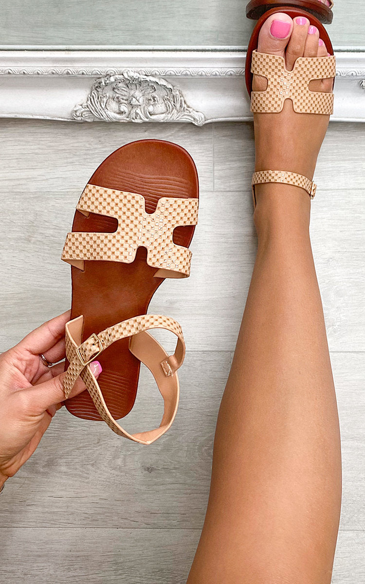 Faux Leather Santorini Strappy Flat Sandals