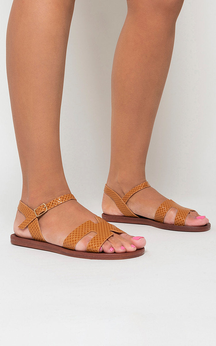 Faux Leather Santorini Strappy Flat Sandals