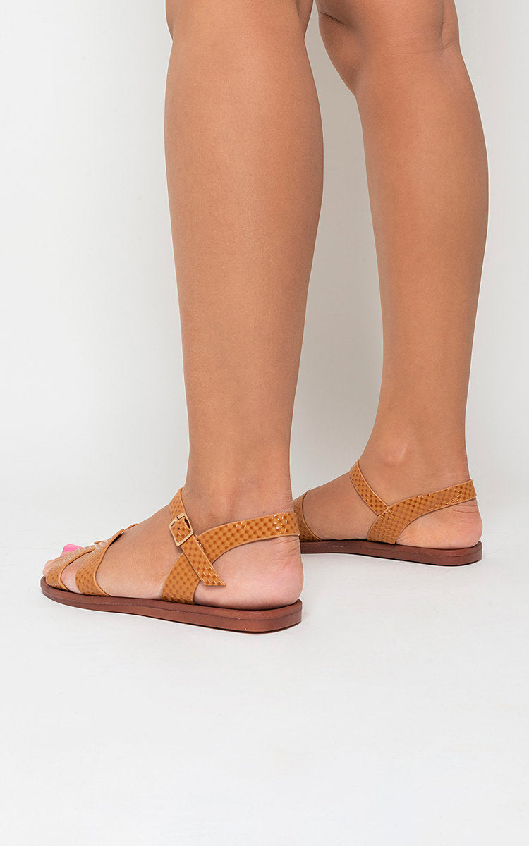 Faux Leather Santorini Strappy Flat Sandals