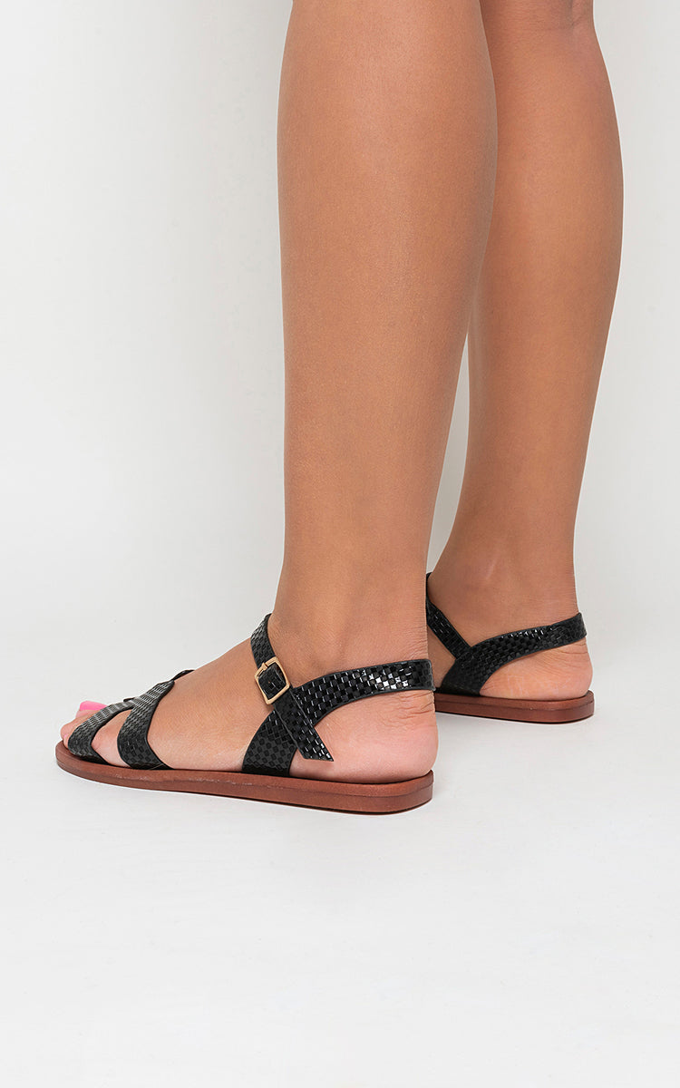 Faux Leather Santorini Strappy Flat Sandals