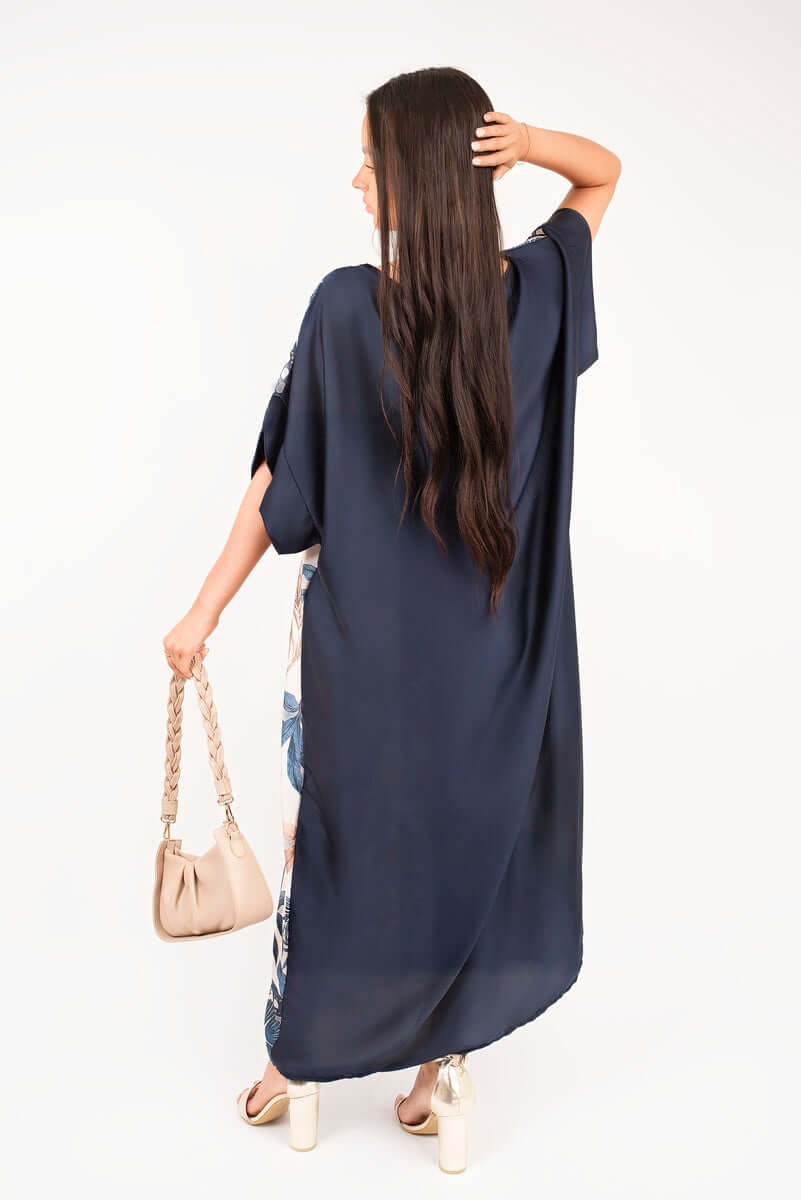 Oversized Batwing Maxi Dress with Tropical Print by Moda