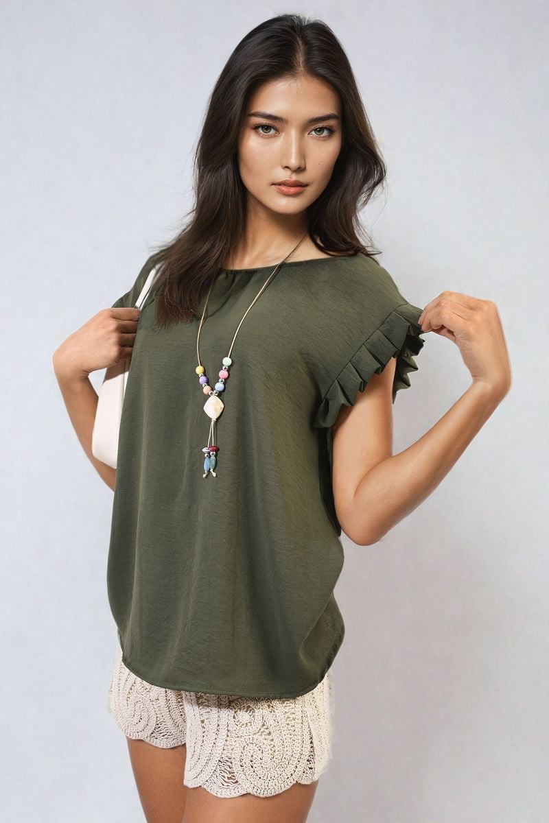 Ruffle Trim Sleeve Top