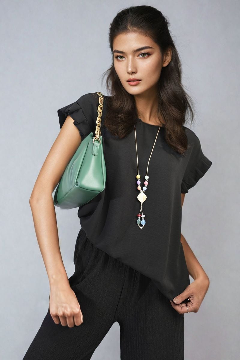 Ruffle Trim Sleeve Top