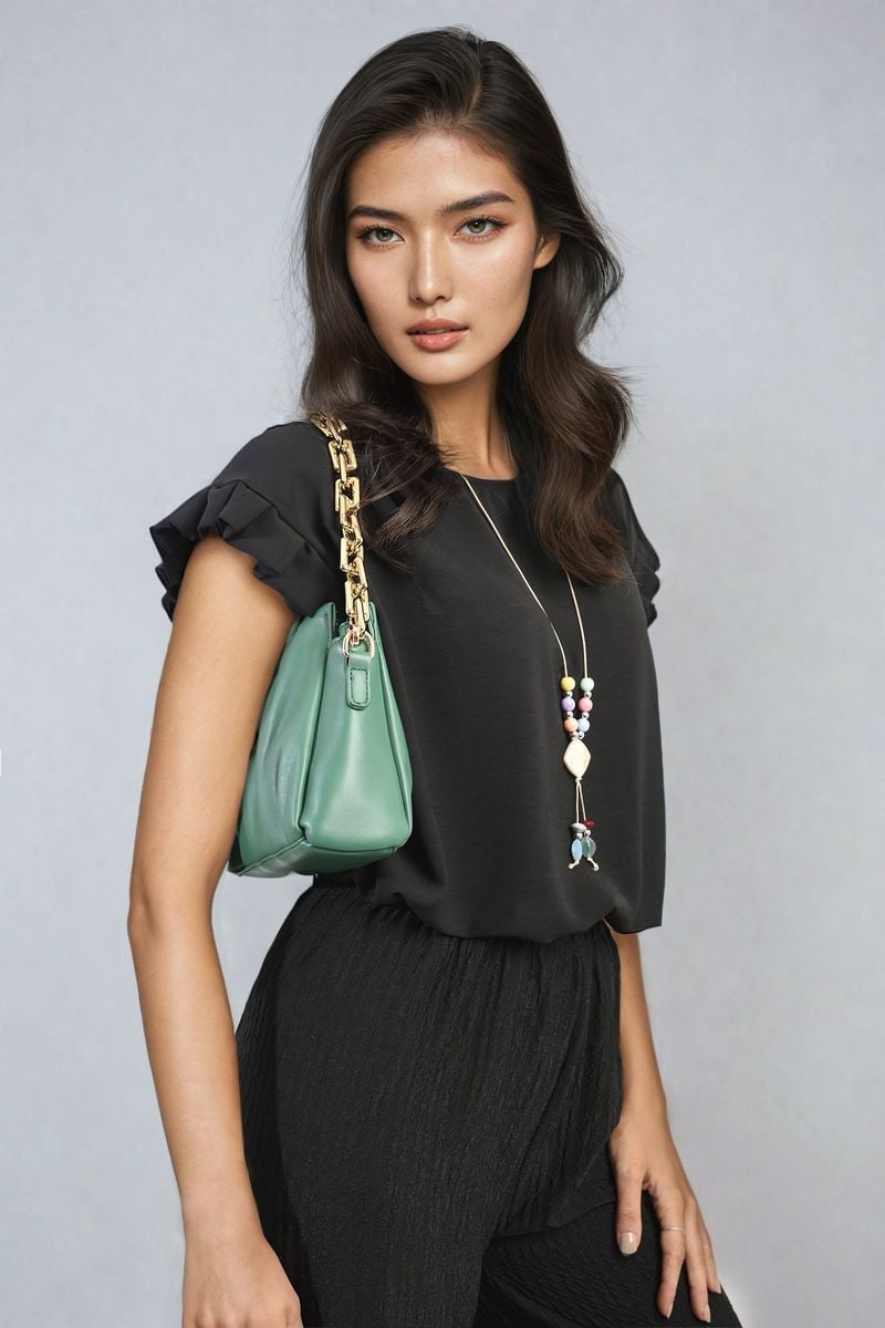 Ruffle Trim Sleeve Top