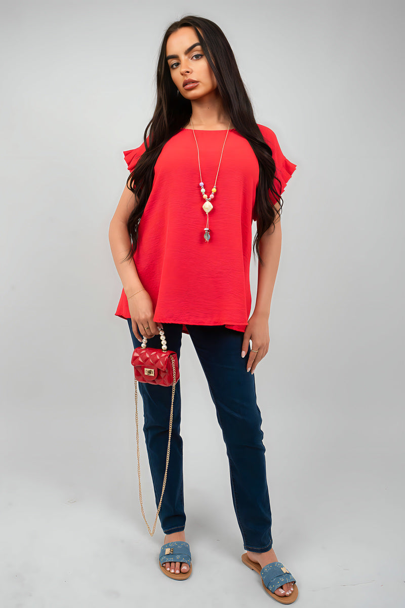 Ruffle Trim Sleeve Top