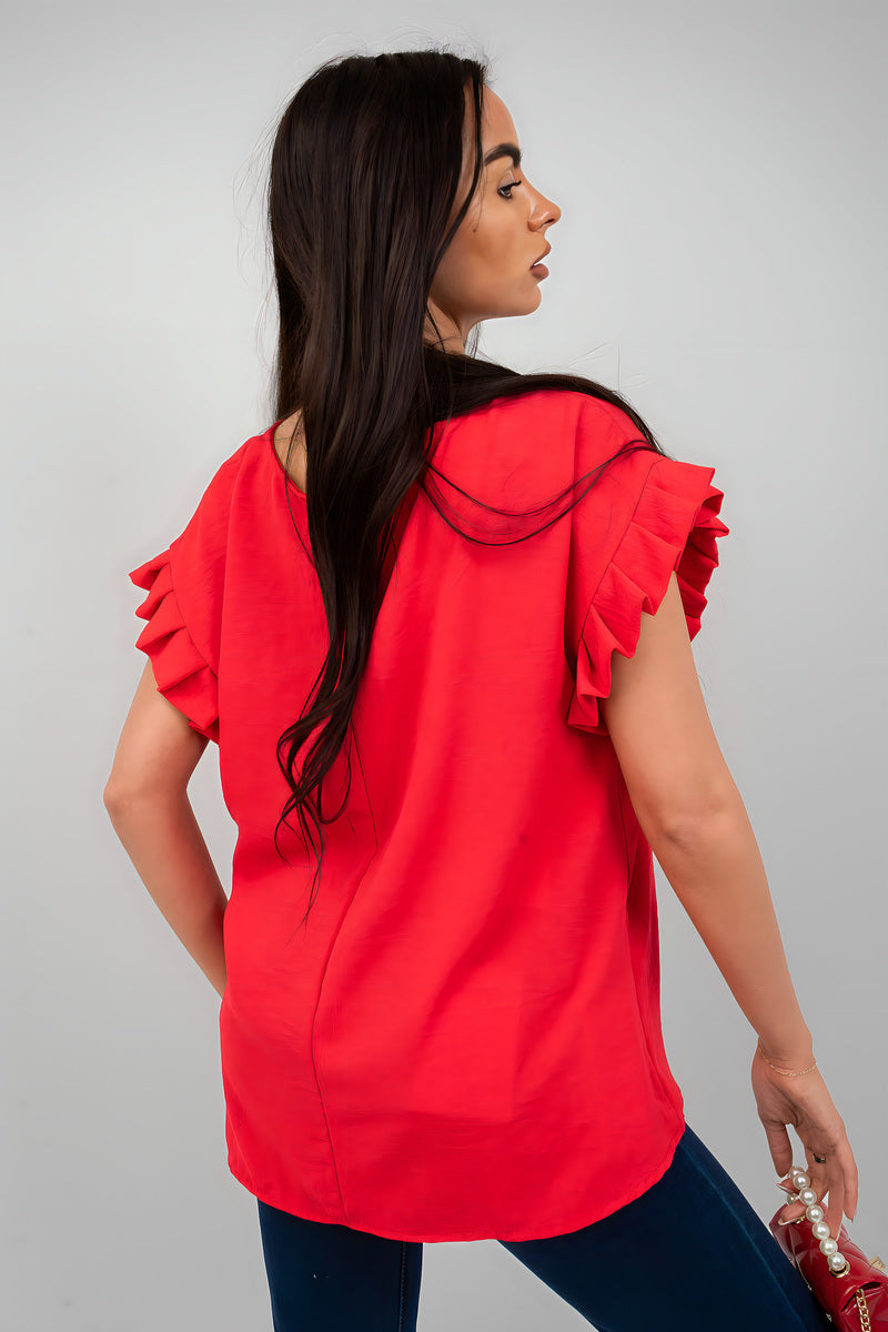 Ruffle Trim Sleeve Top