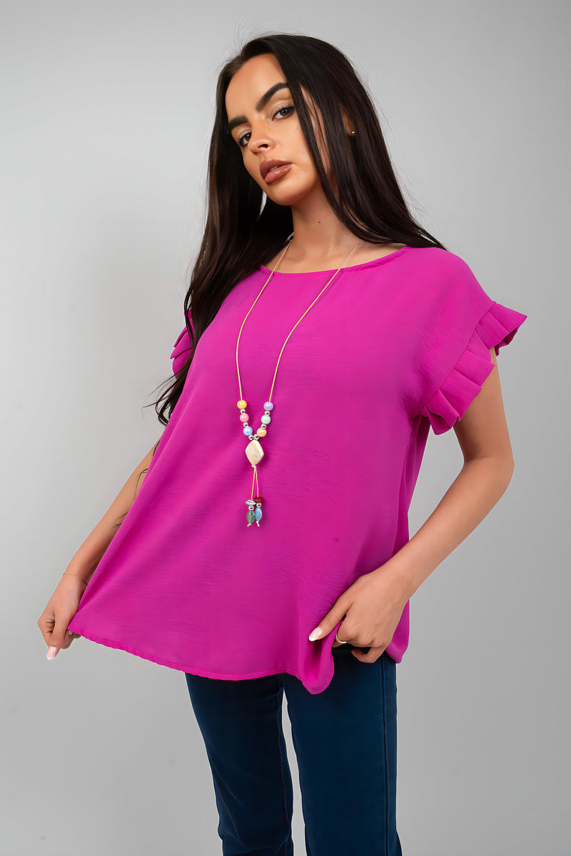 Ruffle Trim Sleeve Top