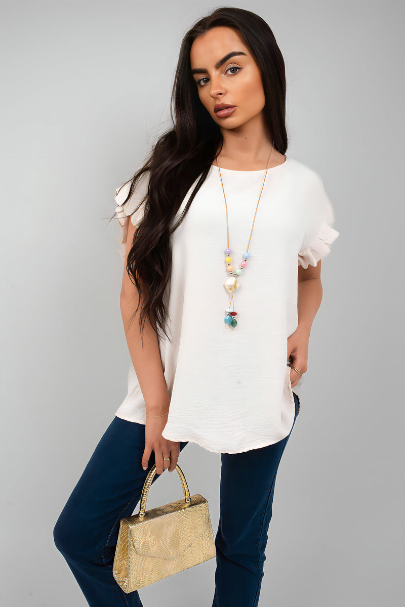 Ruffle Trim Sleeve Top