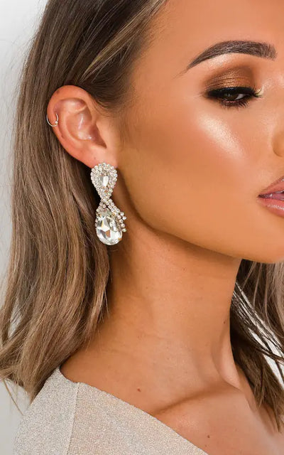 Jewel Drop Diamante Earrings - Elite Urban