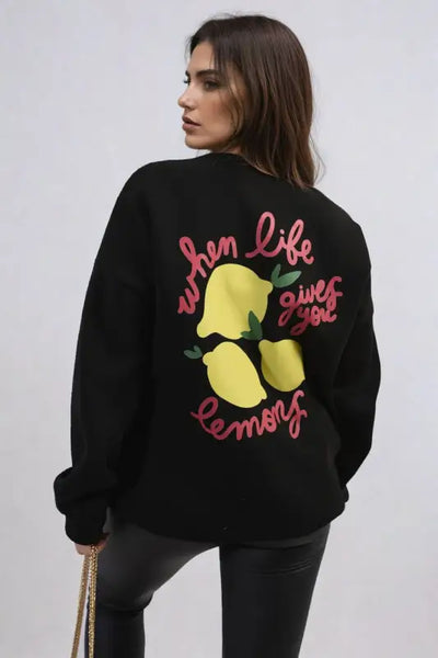 Lemon Graphic Long Sleeve Knitted Jumper - Elite Urban