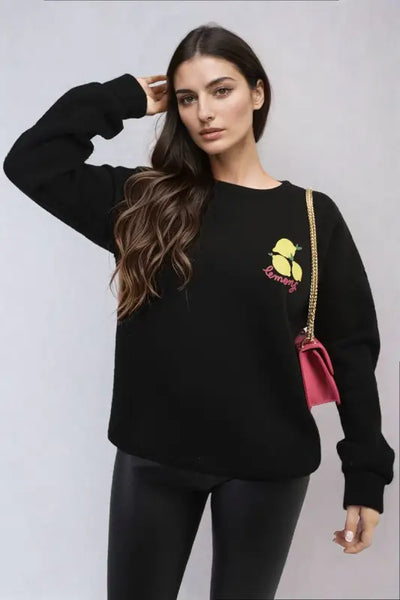 Lemon Graphic Long Sleeve Knitted Jumper - Elite Urban