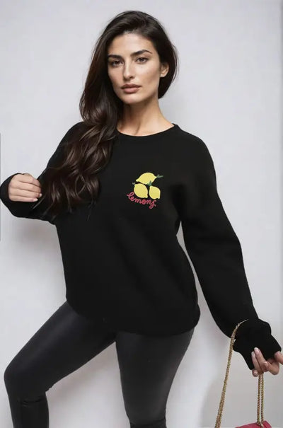 Lemon Graphic Long Sleeve Knitted Jumper - Elite Urban