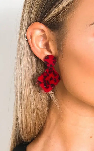 Leopard Print Fuzzy Earrings - Elite Urban