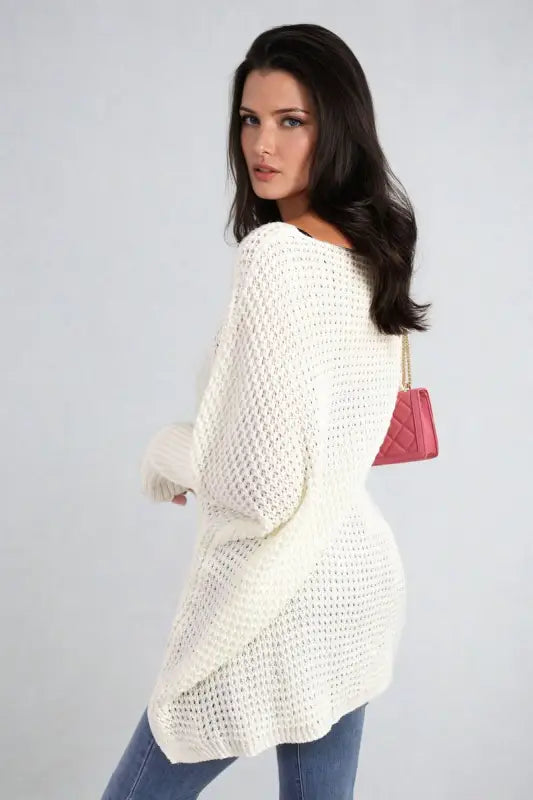 Long Back Knitted Long Sleeve Jumper - Elite Urban