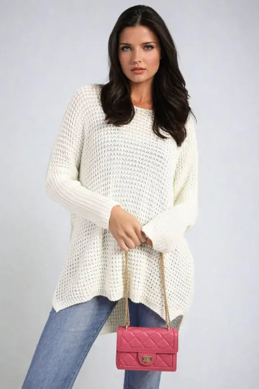 Long Back Knitted Long Sleeve Jumper - Elite Urban