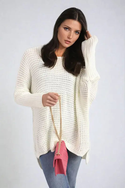 Long Back Knitted Long Sleeve Jumper - Elite Urban