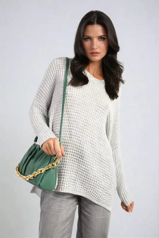 Long Back Knitted Long Sleeve Jumper - Elite Urban