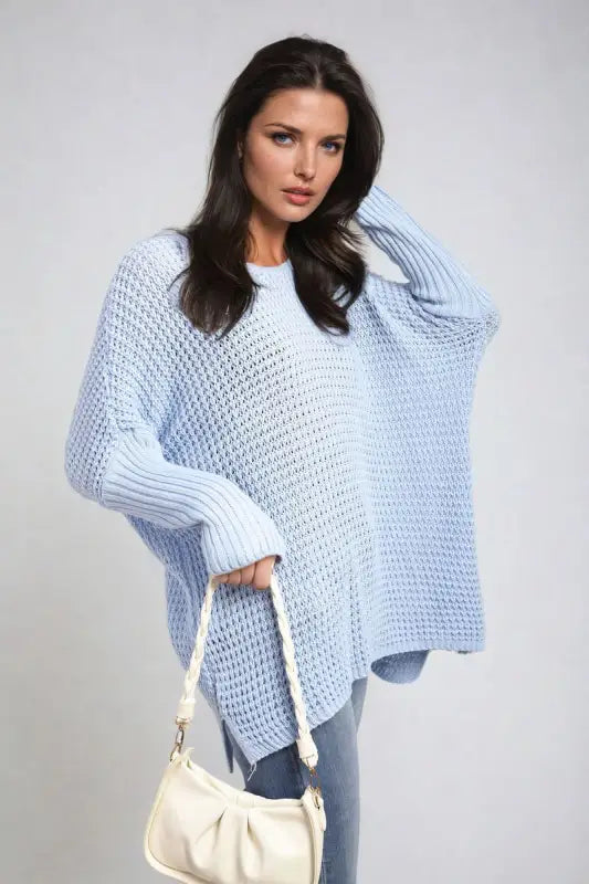 Long Back Knitted Long Sleeve Jumper - Elite Urban