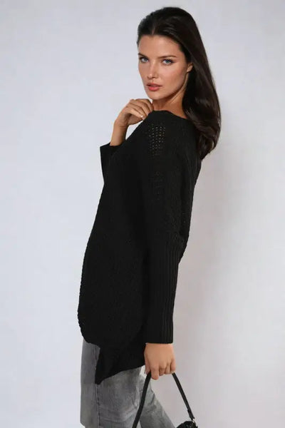 Long Back Knitted Long Sleeve Jumper - Elite Urban