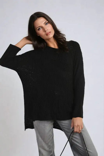 Long Back Knitted Long Sleeve Jumper - Elite Urban