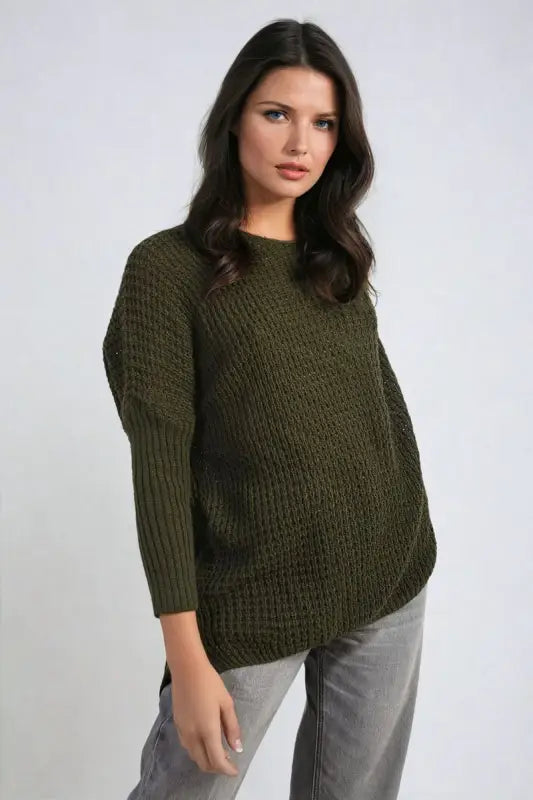 Long Back Knitted Long Sleeve Jumper - Elite Urban