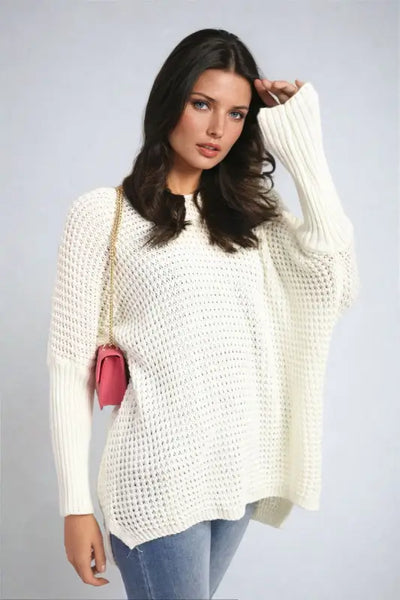 Long Back Knitted Long Sleeve Jumper - Elite Urban