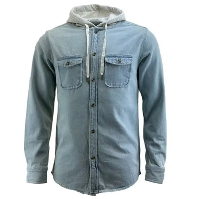 Mens Hooded Denim Work Shirt-1