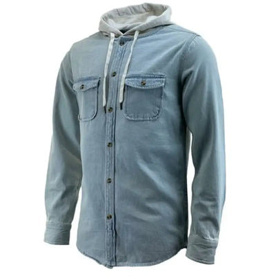 Mens Hooded Denim Work Shirt-0