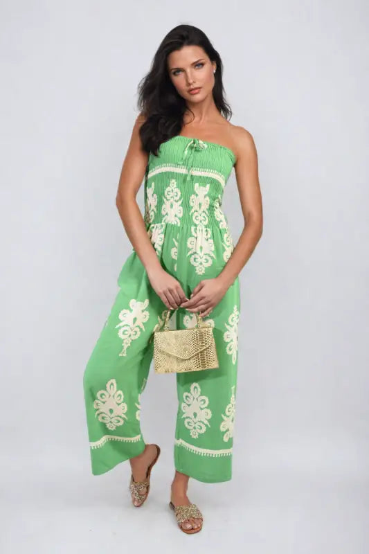 Printed Strapless Jumpsuit - Elite Urban