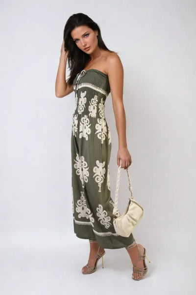 Printed Strapless Jumpsuit - Elite Urban