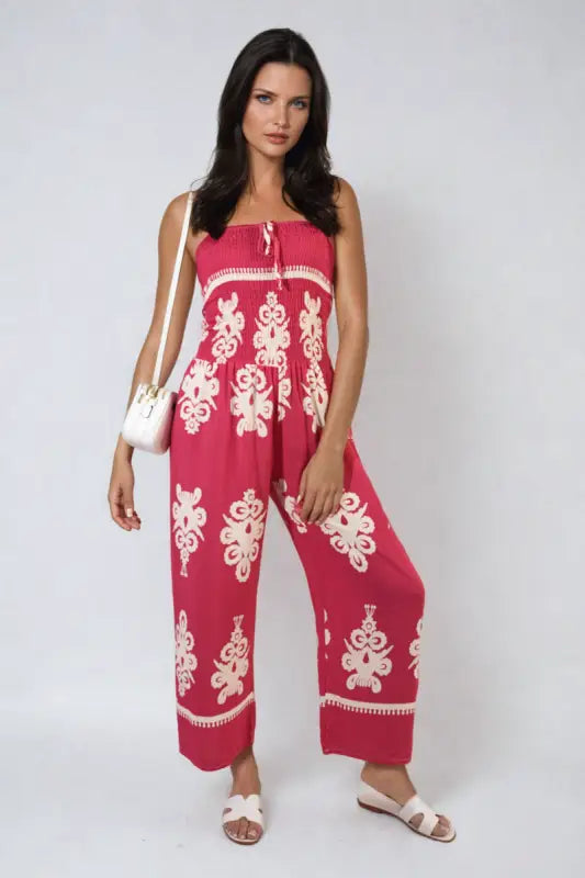 Printed Strapless Jumpsuit - Elite Urban