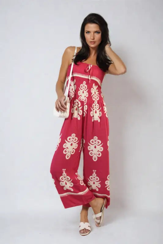 Printed Strapless Jumpsuit - Elite Urban