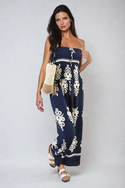 Printed Strapless Jumpsuit - Elite Urban